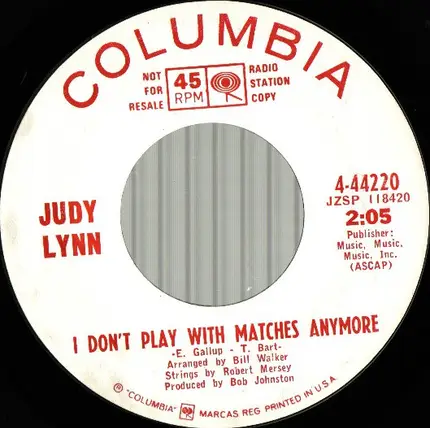Judy Lynn - I Lost My Wings Last Night / I Don't Play With Matches Anymore
