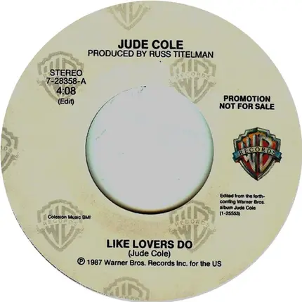 Jude Cole - Like Lovers Do / Like Lovers Do