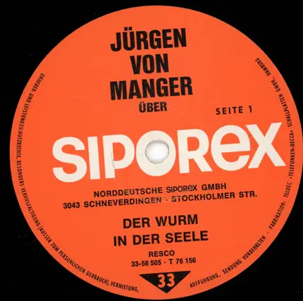 Jürgen von Manger - Der Wurm In Der Seele / Das Intime Problem