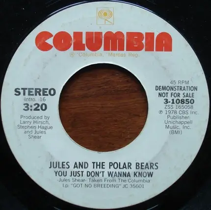 Jules And The Polar Bears - You Just Don't Wanna Know