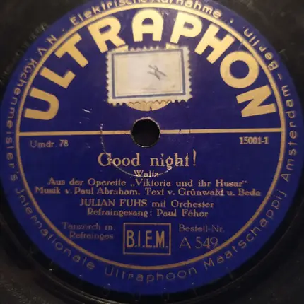 Julian Fuhs Und Sein Orchester - Good Night ! / Mausi