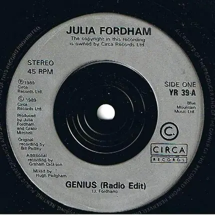 Julia Fordham - Genius / Porcelain