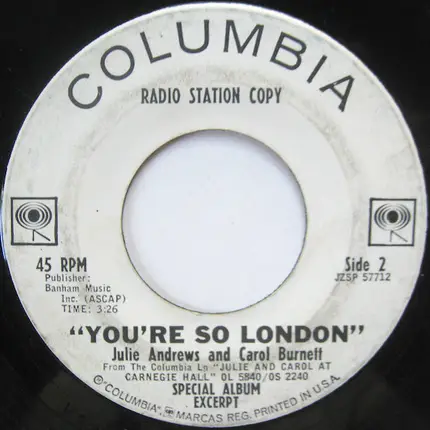 Julie Andrews And Carol Burnett - Meantime / You're So London