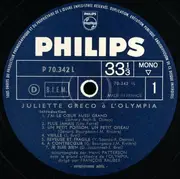 LP - Juliette Gréco - À L'Olympia - Mono