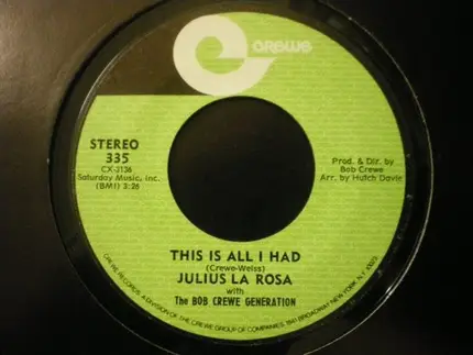 Julius La Rosa With The Bob Crewe Generation - Where Do I Go