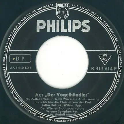Julius Patzak , Hilde Zadek , Wilma Lipp , Wiener Staatsopernchor , Wiener Symphoniker , Rudolf Mor - Der Vogelhändler