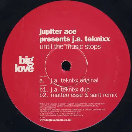 Jupiter Ace Presents J.A. Teknixx - UNTIL THE MUSIC STOPS