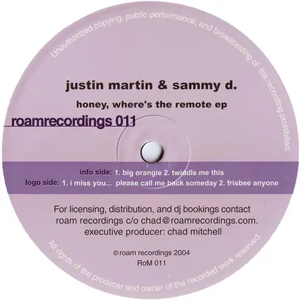 Justin Martin & Sammy D - Honey, Where's The Remote EP