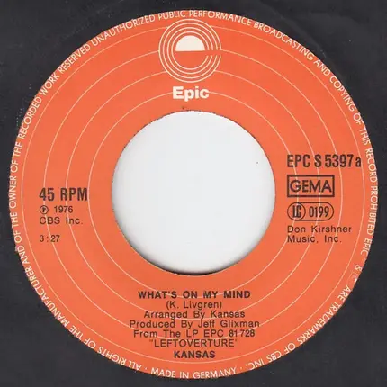 Kansas - What's On My Mind
