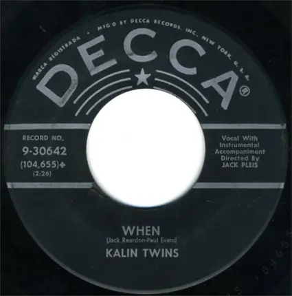 Kalin Twins - Three O'Clock Thrill / When