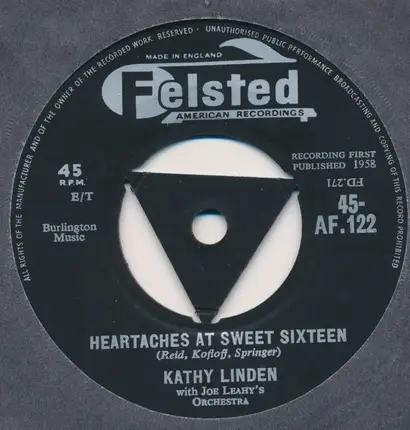 Kathy Linden With Joe Leahy Orchestra - Goodbye, Jimmy Goodbye / Heartaches At Sweet Sixteen