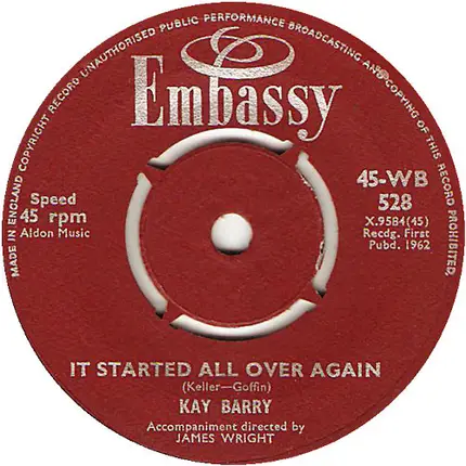 Kay Barry - It Started All Over Again / It Might As Well Rain Until September