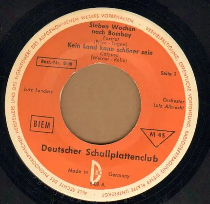 Kay Twins / Lutz Landers - Genau Wie Du / Auf Wiedersehen Und Laß Es Dir's Gut Ergehn / Sieben Wochen Nach Bombay / Kein Land