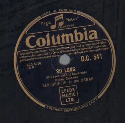 Ken Griffin With Jerry Wayne - So Long / Golden Sails