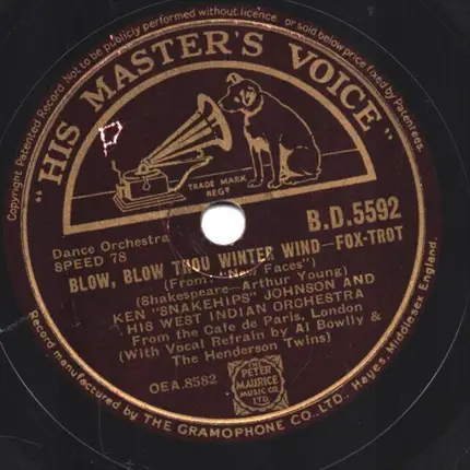 Ken 'Snakehips' Johnson & His West Indian Dance Orchestra - Blow, Blow Thou Winter Wind / It Was A Lover And His Lass