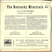7inch Vinyl Single - Kentucky Minstrels - The Holy City