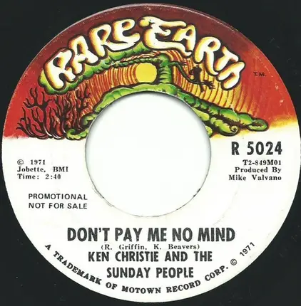Ken Christie And The Sunday People - Don't Pay Me No Mind