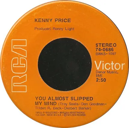 Kenny Price - You Almost Slipped My Mind