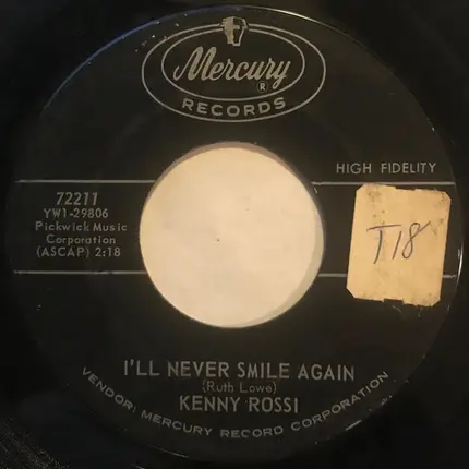Kenny Rossi - I'll Never Smile Again