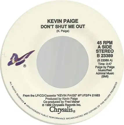 Kevin Paige - Don't Shut Me Out
