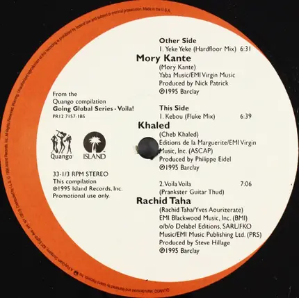 Khaled / Rachid Taha / Mory Kanté - From The Quango Compilation: Going Global Series: Voila!