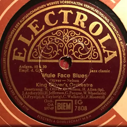 King Oliver & His Orchestra - Boogie-Woogie / Mule Face Blues