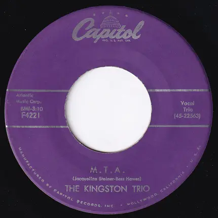 Kingston Trio - All My Sorrows / M.T.A.