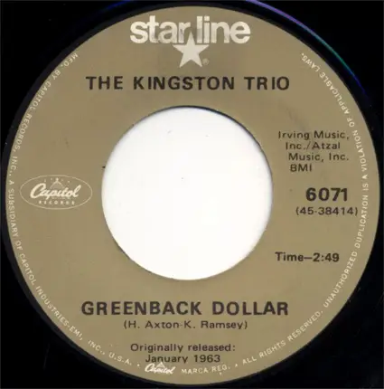 Kingston Trio - Reverend Mr. Black / Greenback Dollar