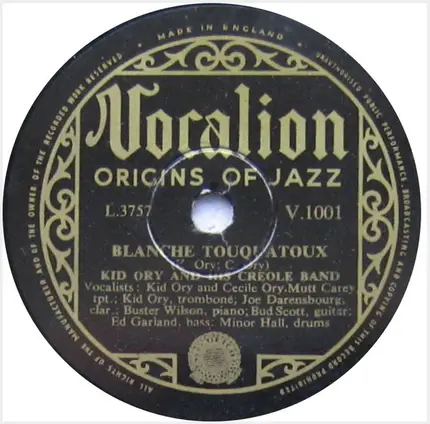 Kid Ory And His Creole Jazz Band - The Girls Go Crazy About The Way I Walk / Blanche Touquatoux