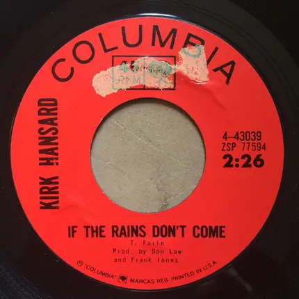 Kirk Hansard - My Old Home Town / If The Rains Don't Come