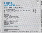 CD - Kishori Amonkar - Kishori Amonkar Excels Raga Haunsadhwani