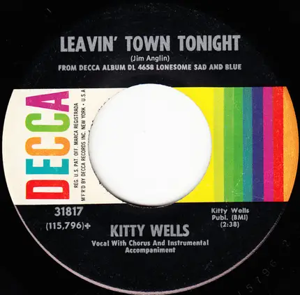 Kitty Wells - Meanwhile, Down At Joe's / Leavin' Town Tonight