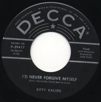 Kitty Kallen - Honestly / I'd Never Forgive Myself
