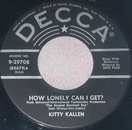 Kitty Kallen - Sweet Kentucky Rose / How Lonely Can I Get