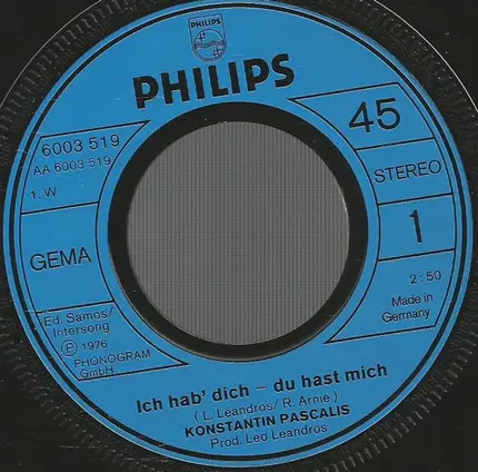 Konstantin Pascalis - Ich Hab' Dich - Du Hast Mich