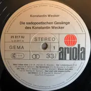 LP - Konstantin Wecker - Die Sadopoetischen Gesänge Des Konstantin Wecker
