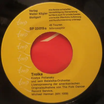 Kostya Poliansky And His Balalaika Orchestra - Troika/ Korobushka