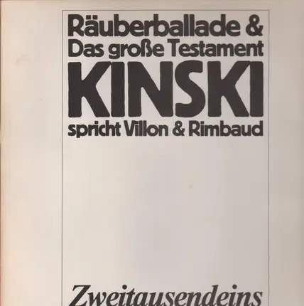 Klaus Kinski, Francois Villon, Arthur Rimbaud - Kinski Spricht Villon Und Rimbaud 3