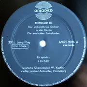 10'' - Klaus Kinski - Kinski Spricht Balladen Von Rimbaud - Villon
