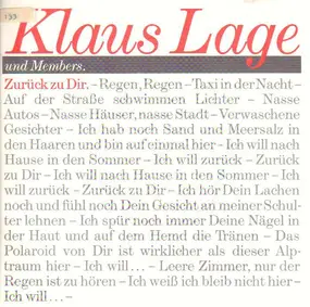 Klaus Lage - Zurück Zu Dir