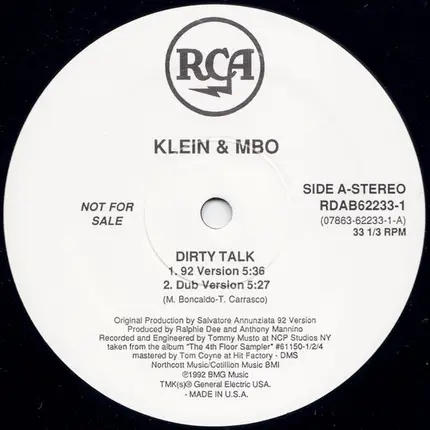 Klein & M.B.O., B Beat Girls - Dirty Talk / For The Same Man