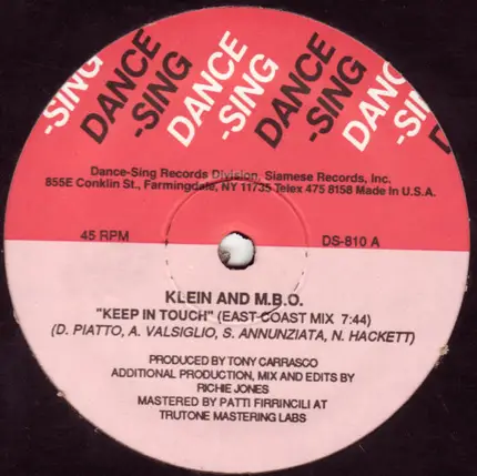 Klein And M.B.O. - Keep In Touch