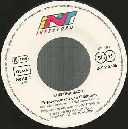Kristina Bach - Er Schenkte Mir Den Eiffelturm