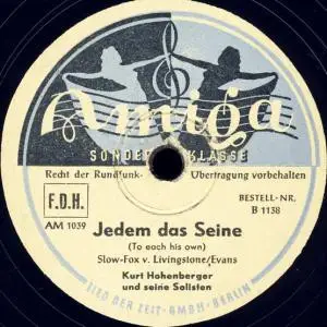 Kurt Hohenberger Und Seine Solisten - Amapola / Jedem Das Seine (To Each His Own)