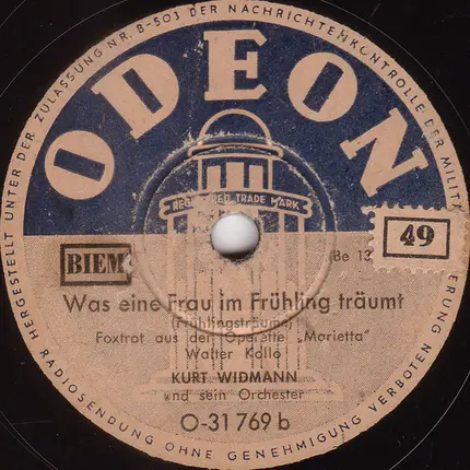 Kurt Widmann Und Sein Orchester - Schwarzer Panther (Pantera Negra) / Was Eine Frau Im Frühling Träumt (Frühlingsträume)