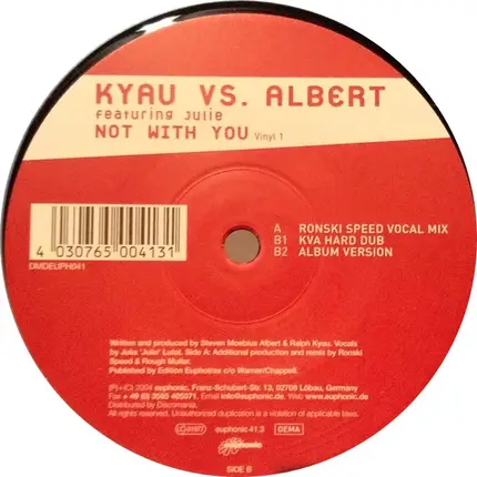 Kyau & Albert Featuring Julia Lutat - Not With You (Vinyl 1)