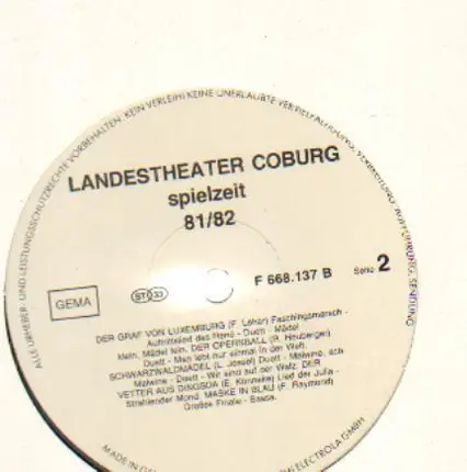 Landestheater Coburg - Landestheater Coburg spielzeit 81/82