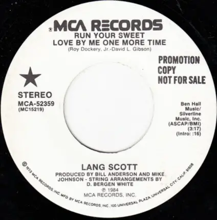 Lang Scott - Run Your Sweet Love By Me One More Time