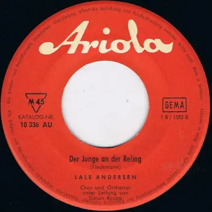 Lale Andersen - Die Dame Von Der Elbchaussee / Der Junge An Der Reling
