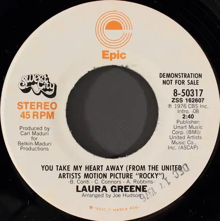 Laura Greene - You Take My Heart Away (From The United Artists Motion Picture "Rocky")